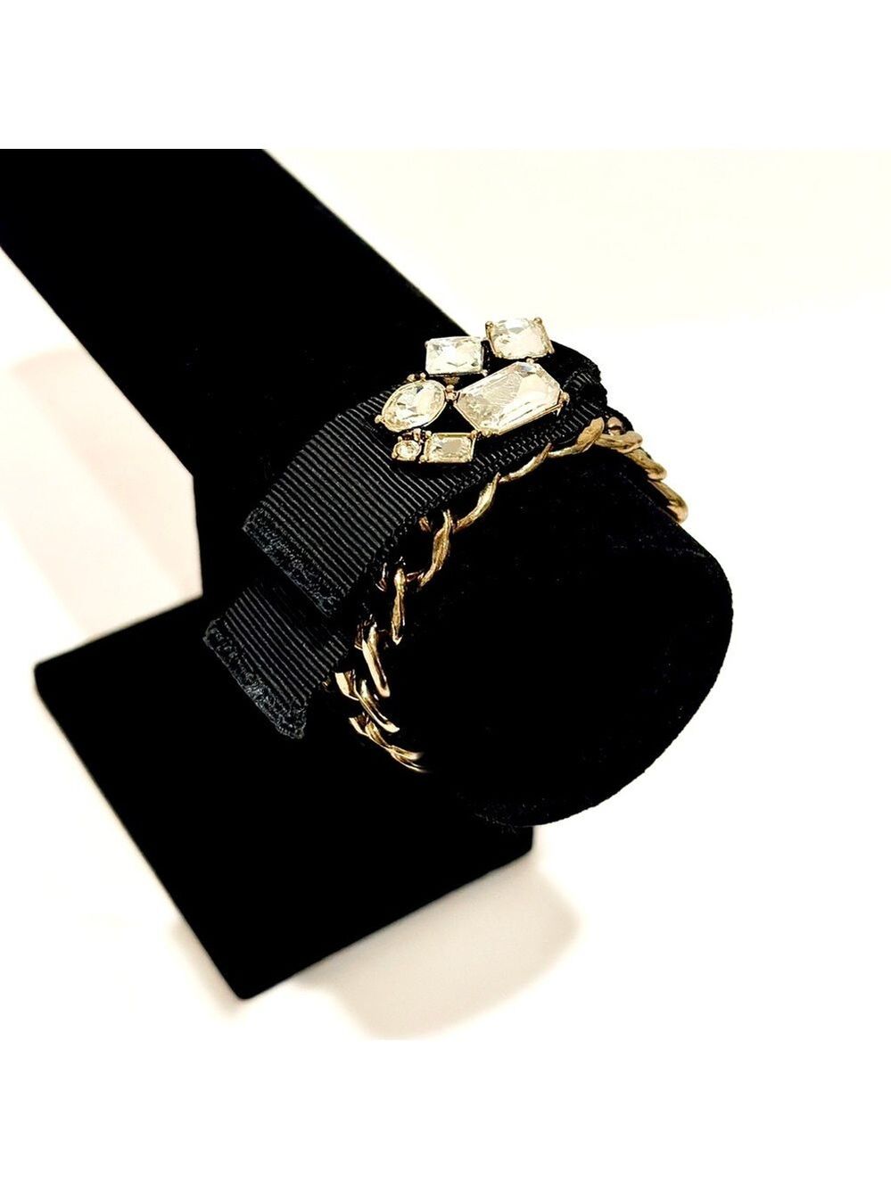 Banana Republic Black Crystal Ribbon Statement Bracelet NWT - Picture 2 of 7